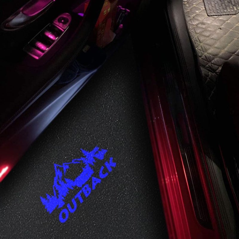 uunonaha 2 pcs Non-Fading Outback LED Car Door Logo Lights Courtesy Projector Laser Welcome Light Ghost Shadow Outback Accessories Puddle lamp Compatible with Outback(Outback-Blue-HD) - Image 1